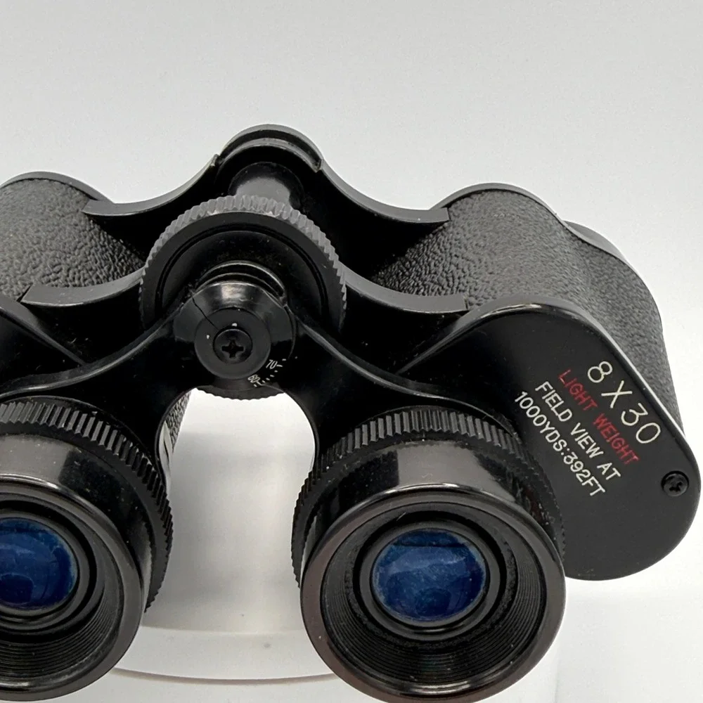 Tasco Binoculars 8x30 Vintage Model 308 Coated Optics Black made in Japan w/Case
